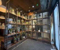 1 x Vestibule Style Door Entrance Featuring Industrial Style Metal Shelving with Plank Wood Shelves