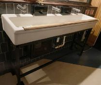 1 x Twyfords Belfast Style Rectangular Wash Basin on Stand - Includes Three Infra Red Taps
