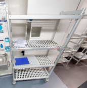 1 x Commercial Fridge Shelf on Castors - Features Hygenic Perforated Shelves and Aluminium Frame