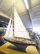1 x Wooden Built Sailing Yacht Boat Model - CL985 - NO VAT ON THE HAMMER - Location: