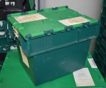 10 x Heavy Duty Compact Plastic Stackable Storage Box Containers With Attached Hinged Lids -