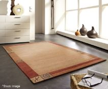1 x LUXOR 'Manali' Luxury Hand-knotted Pure New Wool Carpet Rug in Terracotta - Dimensions: 140 x