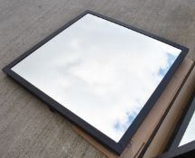 1 x Industrial Style Mirror with Steel Frame and Mounting Brackets - Dimensions: 121 x 120 cms