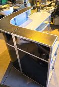 1 x Curved L Shape Reception Counter with a Receptionist Work Area and Black Gloss Finish