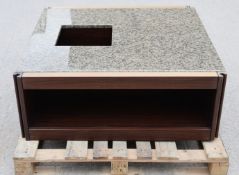 1 x Vintage Italian Molteni 4D Walnut Coffee Table with Marble Top - Designed by Angelo Mangiarotti