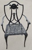 1 x Ornate Outdoor Metal Dining Chair with Famous Motif on Backrest - Ref: HNB416/7803983 -