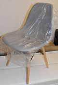 Set of 4 x Econo Eiffel Style Dining Chairs Featuring Grey Seats and Beech Legs - New Boxed Stock