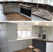 1 x Bespoke Painted Solid Pippy Oak French Country-Style Kitchen with Granite & Quartz Worktops