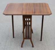 1 x Vintage Mahogany Drop Leaf Folding Occasional Table with Inlay