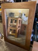 1 x Vintage Solid Oak Rectangular 120 x 90cm Wall Mirror - CL985 - NO VAT ON THE HAMMER -