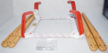 1 x Designer-inspired Metal Table base with Wooden Legs - Unused Boxed Stock - Ref: K635 WH2 - CL011