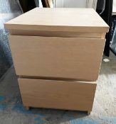 1 x Compact Light Oak 2-Drawer Office / Bedside Cabinet - CL985 - NO VAT ON THE HAMMER - Location: