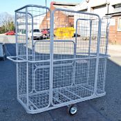 1 x Waste Cage Featuring Heavy Duty Swivel Nylon Castors, Central Door For Easy Emptying and