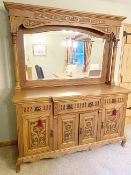 1 x Antique Carved Solid Oak Art Nouveau Dresser with Mirrored Top - CL985 - NO VAT ON THE