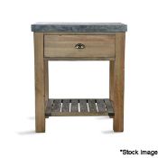1 x Aldsworth Metal Topped Butchers Block Table With Drawer - RRP £320.00 - Ref: GTC160/GTCP10 -
