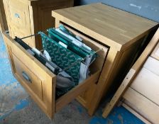 Pair of Rustic Oak 2-drawer Filing Cabinets with Metal Cup Handles - CL985 - NO VAT ON THE