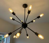 1 x Sputnik 12-Light Industrial-style Statement Chandelier Ceiling Light Fitting in a Blacked Bronze
