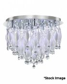 1 x Spindle Led/Halogen Flush Fitting In A Chrome Finish With White And Clear Glass Drops - Remote
