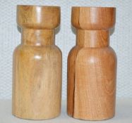 Pair of Large Wooden Pillar Candle Holders - Made In India - Original Price £100.00 - Ref: MRS160+