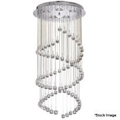 1 x Hallway 5 Light Chrome Double Spiral Fitting With Crystal Balls - Supplied Over 2 Boxes -