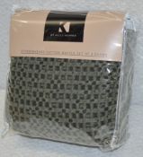 Set of 2 x K BY KELLY HOPPEN 'Stone Wash' 100% Cotton Designer Waffle Pillow Shams in Dark Green -