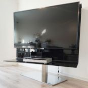 1 x Modern Freestanding Black Glass & Metal Television TV Stand - NO VAT ON THE HAMMER