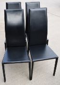 8 x CALLIGARIS Italian Luxury Leather High-Back Black Dining Chairs