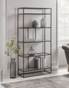 1 x Industrial-Style Black Metal Unit with Textured Shelves in Silver - Original Price £995.00 -
