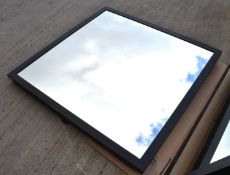 1 x Industrial Style Mirror with Steel Frame and Mounting Brackets - Dimensions: 121 x 120 cms
