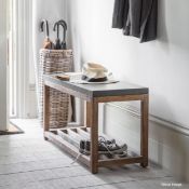 1 x Chilson Hallway Bench - Contemporary Acacia Wood And Cement Fibre - RRP £200.00 - Ref: GTC111/
