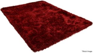 1 x TOM TAILOR Flocatic Solid Colour Area Rug in Red - Dimensions: 160 x 230cm - Original RRP £396.