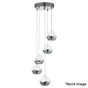 1 x Iceball 5 Light Led Multi-Drop Ceiling Light With Chrome Finish And Clear Bubble Glass