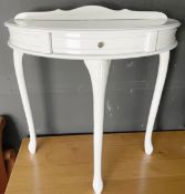 1 x Elegant French-style Half Moon 1-Drawer Console Table in White - CL985 - NO VAT ON THE