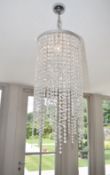 1 x Luxury Crystal Cylindrical Ceiling Pendant Light Fitting - Ref: ASH125/CSV - CL934 - NO VAT ON
