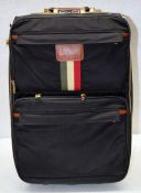 1 x LARK Premium Wheeled Travel Luggage Suitcase in Black, with Brown Leather Details - Ref:
