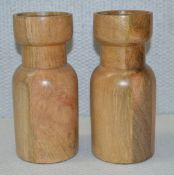 Pair of Large Wooden Pillar Candle Holders - Made In India - Original Price £100.00 - Ref: MRS158+