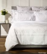 1 x CELSO DE LEMOS 'Roowa' Luxury Kingsize Linen Duvet Cover 230x220cm White - Original Price £1,339