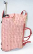 1 x FENDI 'Zucchino' Red Leather and Canvas Wheeled Luggage Travel Bag - Rare Model *See Condition