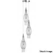 1 x Halogen Rocket 3 Light Multidrop Cage Pendant In A Chrome Finish - Original Retail £240 - Ref: