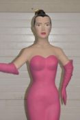 1 x Life Size Female Statue Wearing a Marilyn Monroe 1950's Style Dress Whilst Holding a Silver Serv