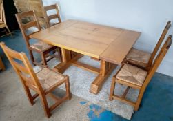 1 x Rustic Solid Oak Dining Table with 5 x Ladder Back Chairs - CL985 - NO VAT ON THE HAMMER -
