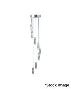 1 x 8 Light Sculptured Ice Dingle Dangle Pendant Light With A Chrome Finish - 125Cm (H) X 24Cm (W) -