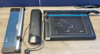 1 x Collection of Office Equipment Including 2 x Paper Cutters and 1 x Laminator