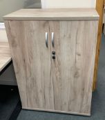1 x Office Two Door Storage Cabinet Finished in Oak - Dimensions: H113 x W80 x D42 cms