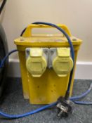 1 x 110v Site Extension Unit, Spirit Level and Box of Gloves/Clothes