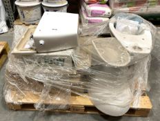 1 x Pallet Containing Unused Ceramic Toilet Pans and Cisterns