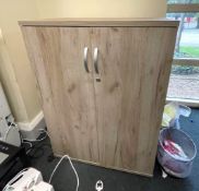 1 x Office Two Door Storage Cabinet Finished in Oak - Dimensions: H113 x W80 x D42 cms