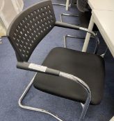 10 x Stackable Office Chairs with Cushioned Seats, Chrome Frames and Perforated Backs