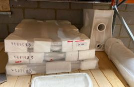1 x Assorted Collection of Bathroom Stock Including Shower Trays, Toilet Pan, and Sink Pedestal - Ne
