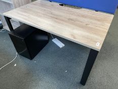 1 x Modern Office Workstation Desk Featuring an Oak Finish, Black Metal All in One Frame and Central